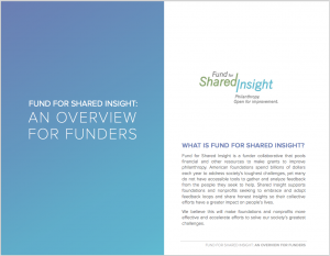 cover of Shared Insight an overview for funders