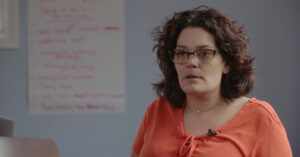 image of Kate Lauzon in an interview about providing feedback in her community in Pittsfield Massachusetts
