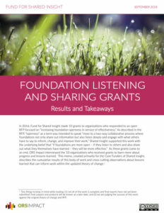 Foundations Listening and sharing grants