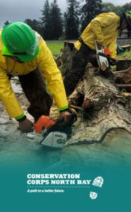 image of California youth workers at an outdoor job provided by Conservation Corps North Bay
