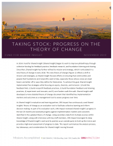 Taking Stock - Progress on the Theory of Change Cover