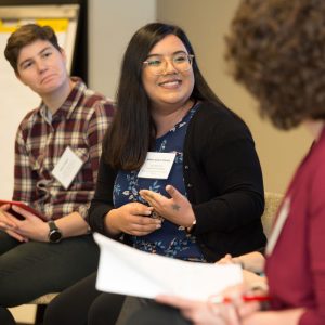 people in conversation at Irvine Foundation