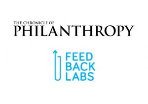 logos of Chronicle of Philanthropy and Feedback labs