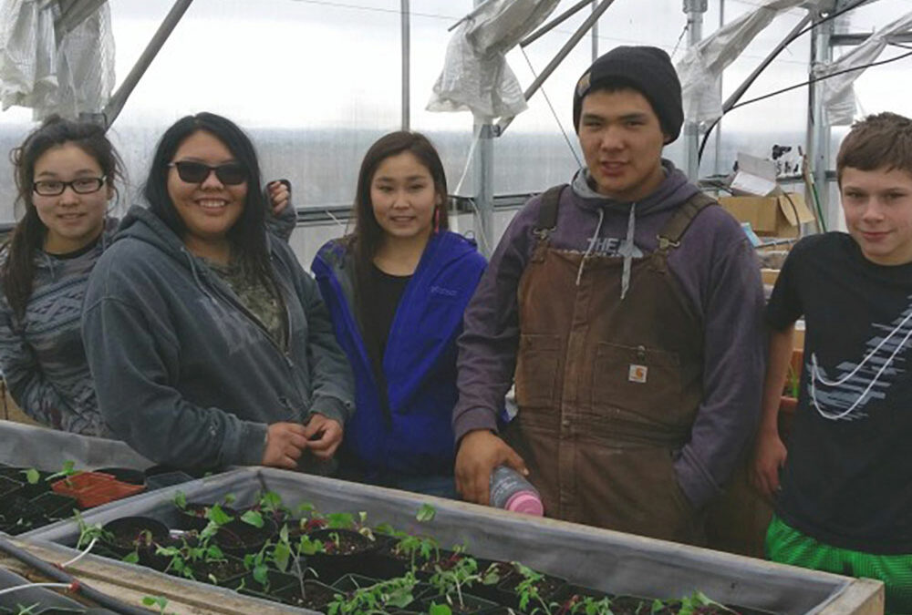 Students with seedlings