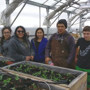 Students with seedlings