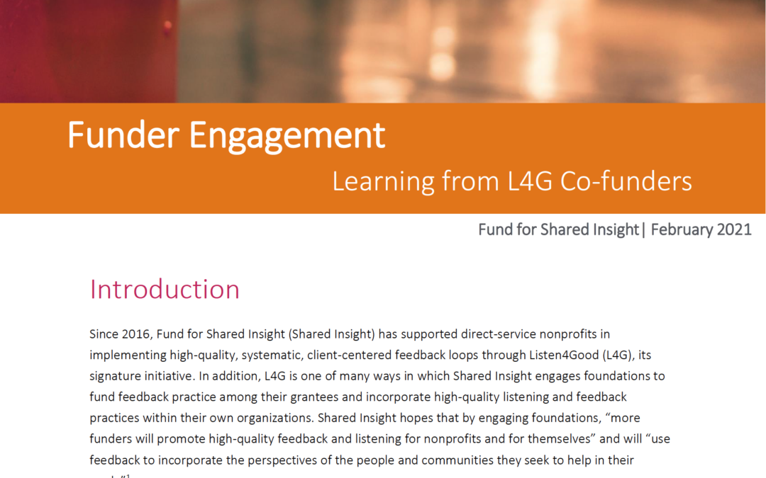 Funder Engagement: Learning from L4G Co-funders